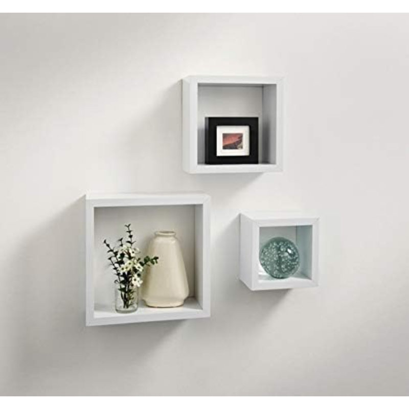 Chaisty 3 Piece Square Floating Shelf, White