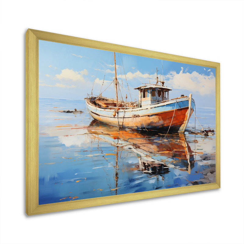 Impression de toile de bateau II - Transport sur toile, Cadre doré à une seule photo, H 30 po x l 40 po x P 1,5 po