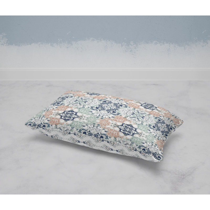 Vibrant Botanicals  Rectangular Throw Pillow, Blue/White