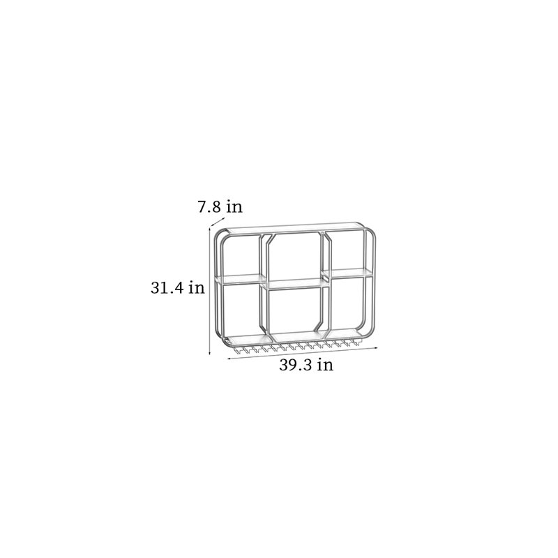 Small Wall Mounted Wine Rack, 31.4" H x 39.3" W x 7.8" D, Black