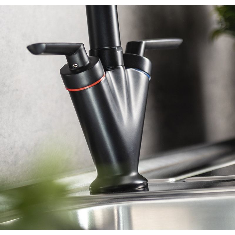 Abode Volo Dual Lever Mixertap, Matt Black