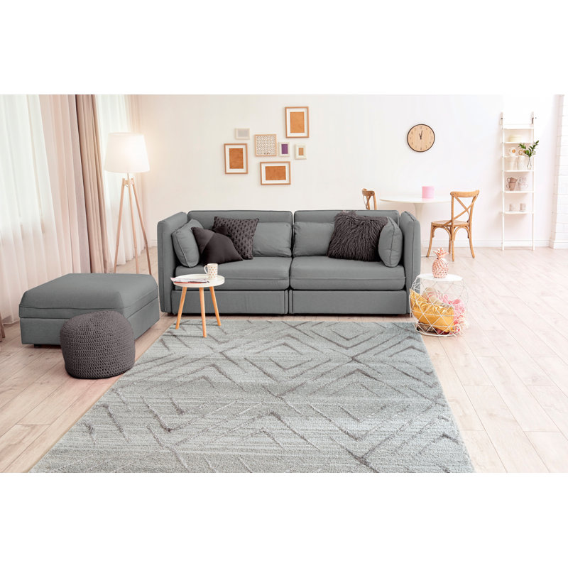 Tapis zone grise accent Zed, Rectangle 1 pi 10 po x 3 pi