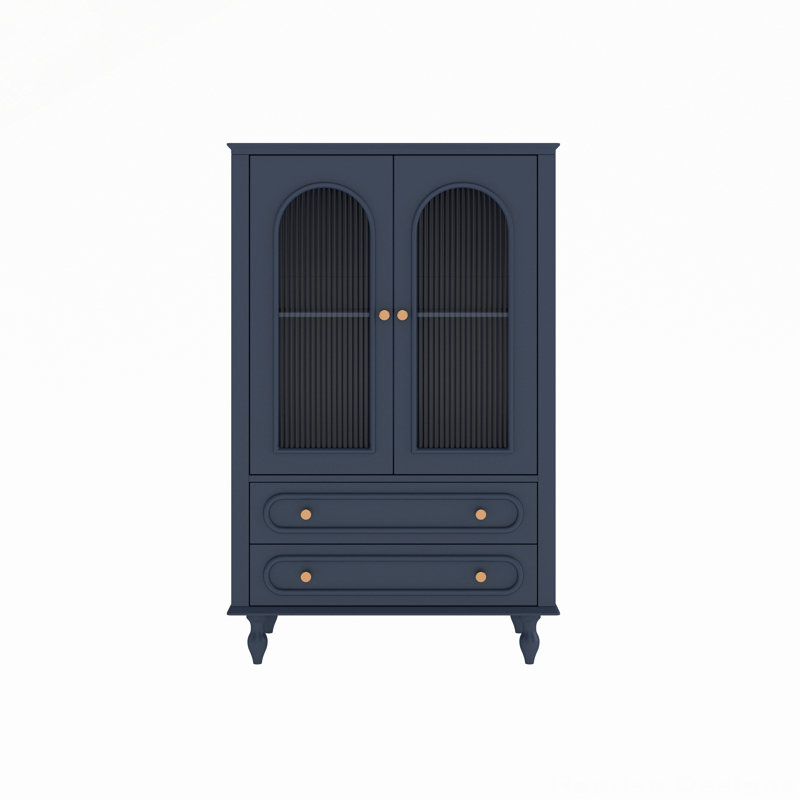 Vitrine en verre 46,5 po avec portes en verre nervurées et tablette réglable, Blue