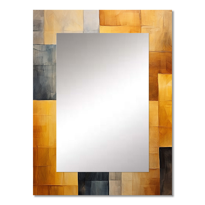 Topaz Tessellation - miroir de formes abstraites, miroir mural moderne unique, impression d'art en métal, 32 po x 24 po