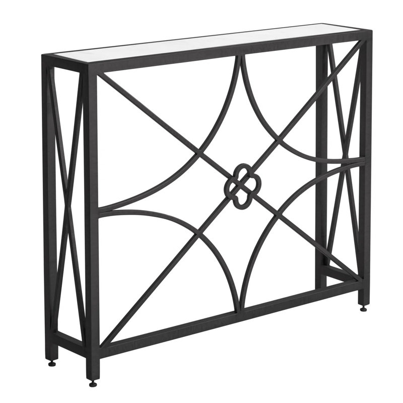 37" Console Table, Carrera Marble, Flat Black