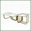 Ensemble de tables basses rectangulaires en pierre frittée avec structure en métal doré, facile à nettoyer Résistant aux égratignures pour le salon