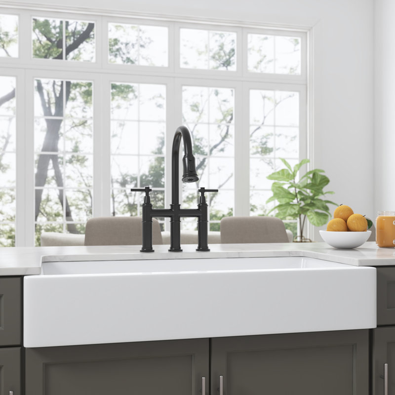 Robinet rétractable de cuisine noir mat - deux poignées pour une régulation exacte du débit, buse rotative à 360 degrés, robinet de pont en laiton de qualité avec douchette précise et réglage de la température, bec haut rotatif à 360 °,