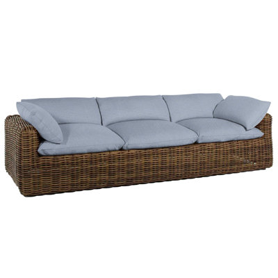 Montecito 111.25" Wide Outdoor Wicker Patio Sofa with Cushions