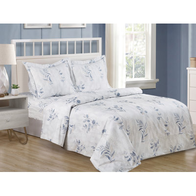 French Leaves Floral Pattern Cotton Percale Percale French Leaves Floral Pattern Duvet Cover