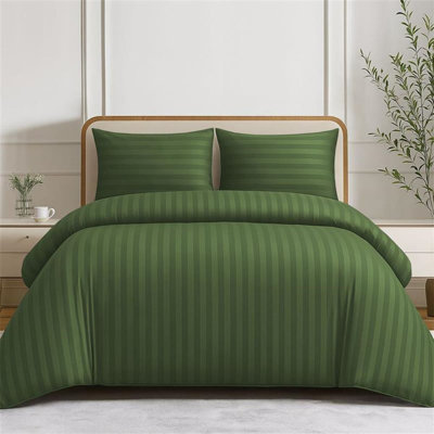Striped 4-Piece Microfiber Bedding Set, Duvet Cover, Fitted Sheet & Pillowcases 