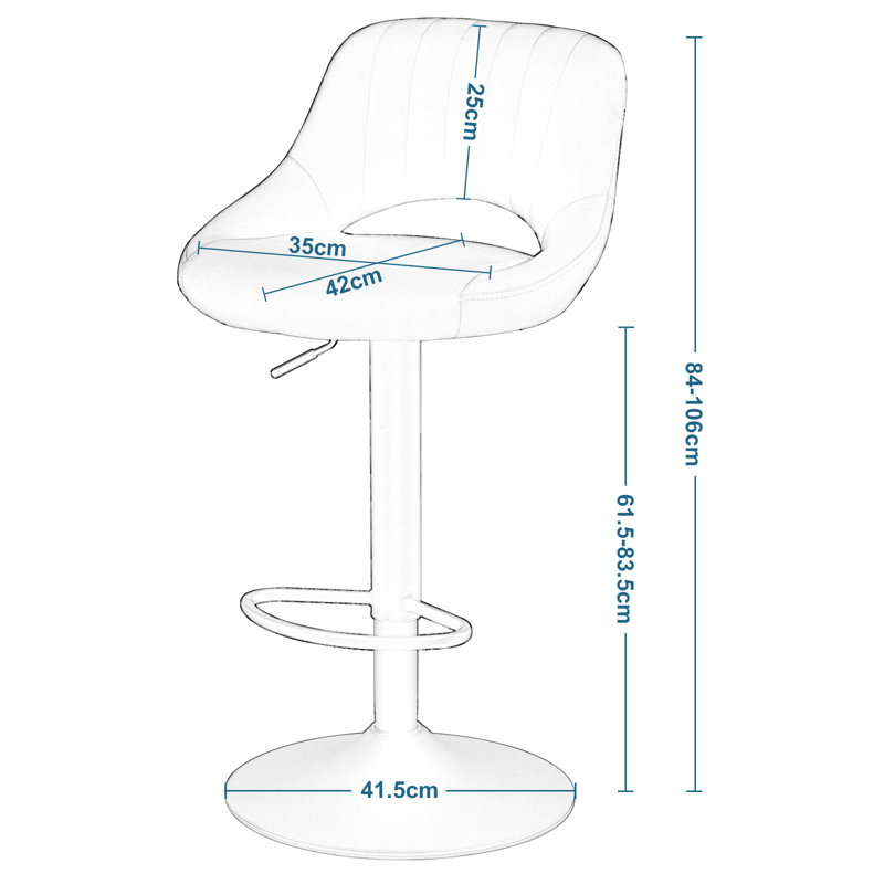 Simonsen Swivel Upholstered Adjustable Height Counter Stool with Metal Frame, Grey