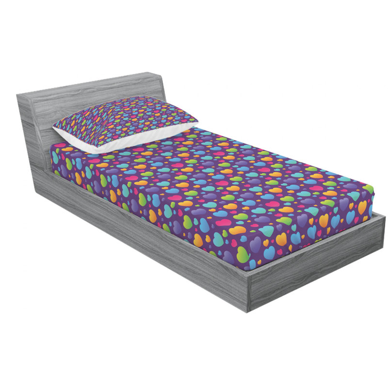 Hearts Microfiber Sheet Set, Twin XL Sheet Set + Fitted Sheet + 1 Pillowcase