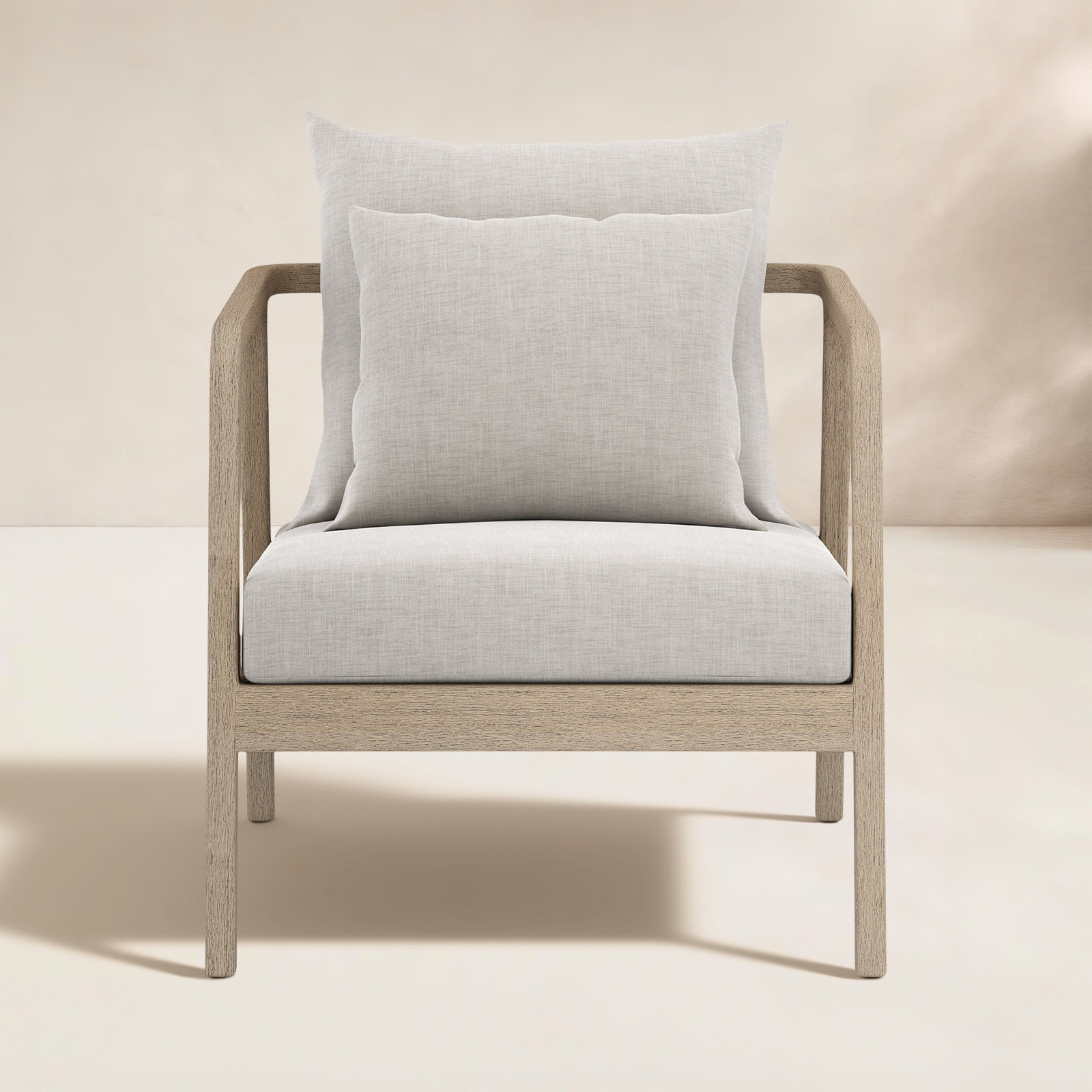 Layne Teak Outdoor Lounge Chair, Brown, Stone Gray