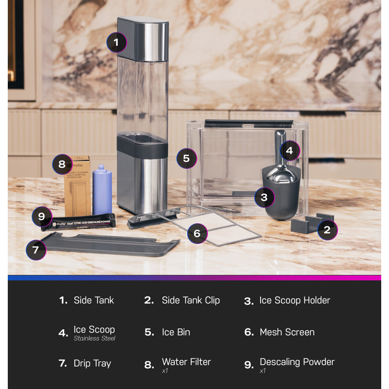 GE-Profile-Opal-2-0-Ultra-Nugget-Ice-Maker-with-Side-Tank-and-Scale-Inhibiting-Filter-XPIO13SWSS, Black