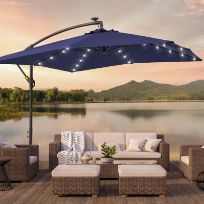 Kennard 8.2' x 8.2' Cantilever Umbrella with Solar Lights