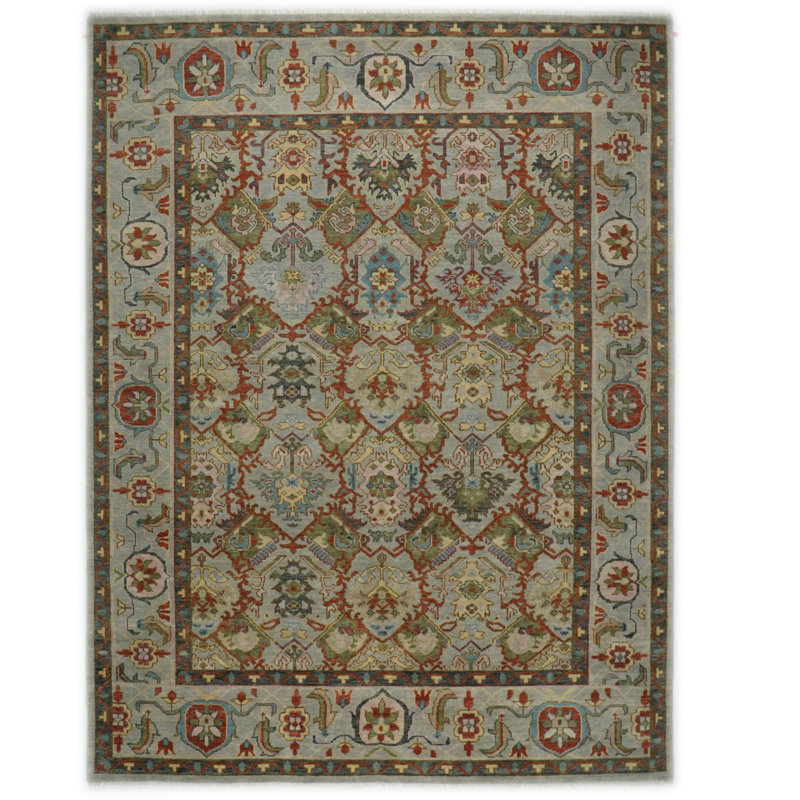 11'10''x14'11'' Hand Knotted Wool Mint Oushak Transitional Rug