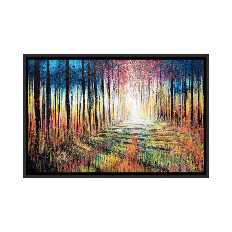 « matinée lighting trees », impression sur toile, H 18 po x l 26 po x P 1,5 po, Toile avec cadre noir