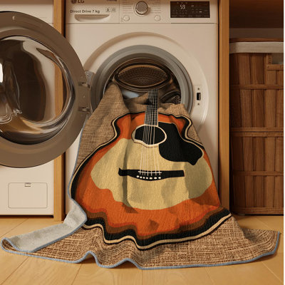 Washable Guitar Music Area Rug
