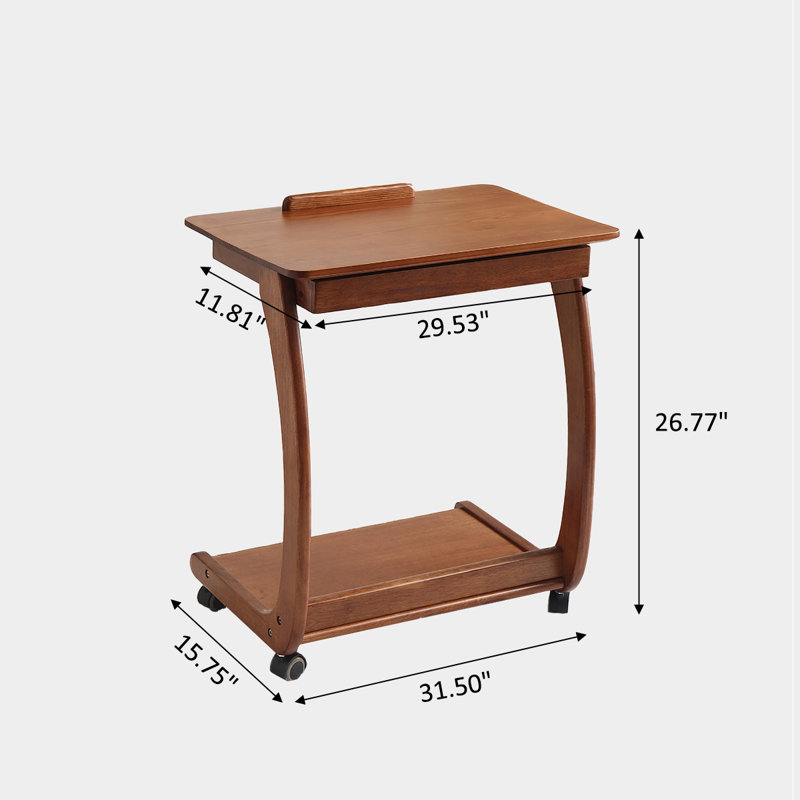 Modern minimalist adjustable and mobile End Table, 26.77" H x 31.5" W x 15.75" D