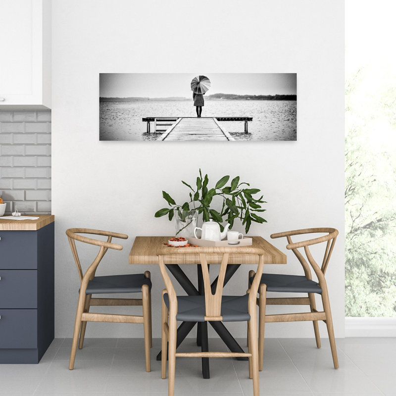 Rainy Day Reflection Peaceful Serene Abstract Landscape Nature, art mural, H 12 po x l 36 po