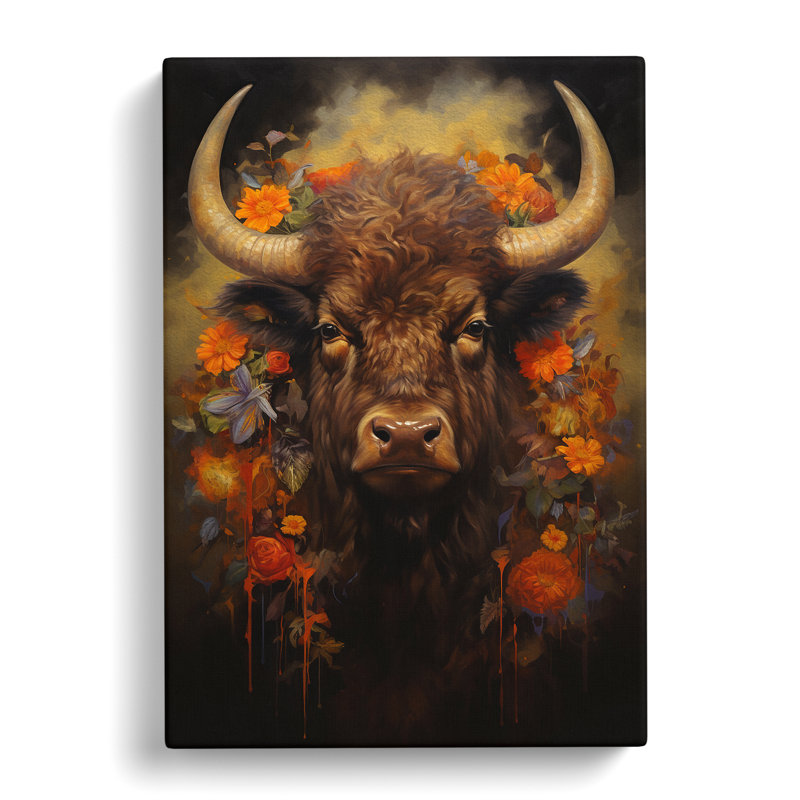 Bison Victorian Art - Print, 50cm H x 35cm W x 3cm D