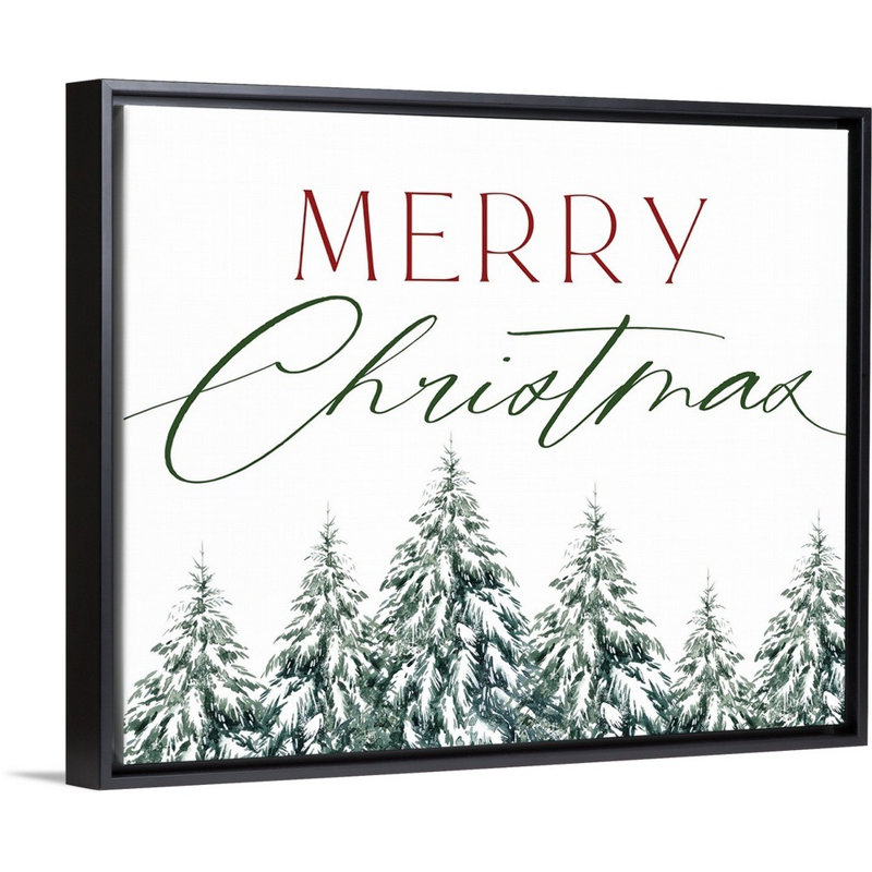 Arbre de Noël joyeux Noël-impression d’art textuel sur toile, H 26 po x l 32 po x P 1,75 po, Cadre noir