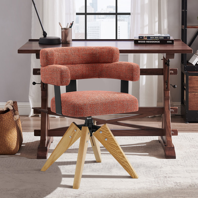 Breunna Linen Upholstered Home Office Task Chair, Red