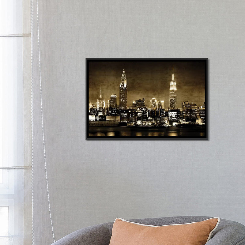 «NYC in Sepia», reproduction de photo sur toile, H 12 po x l 18 po x P 1,5 po, Toile tendue, Pas de tapis