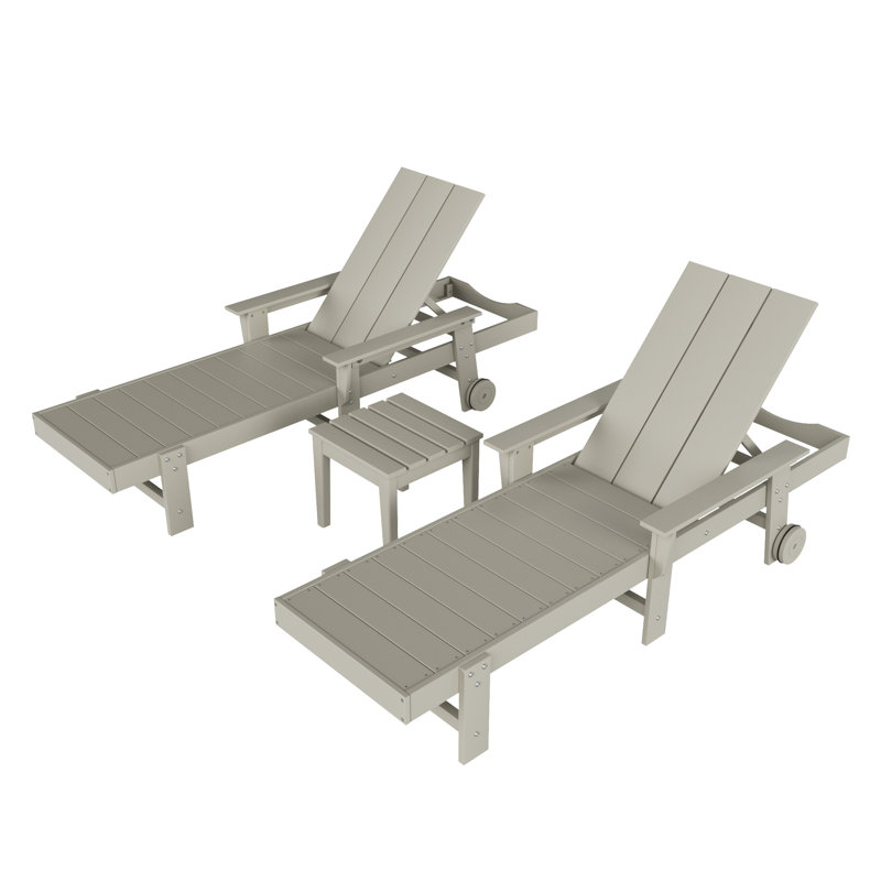 Joubert Outdoor Chaise Lounge with Table, Sand