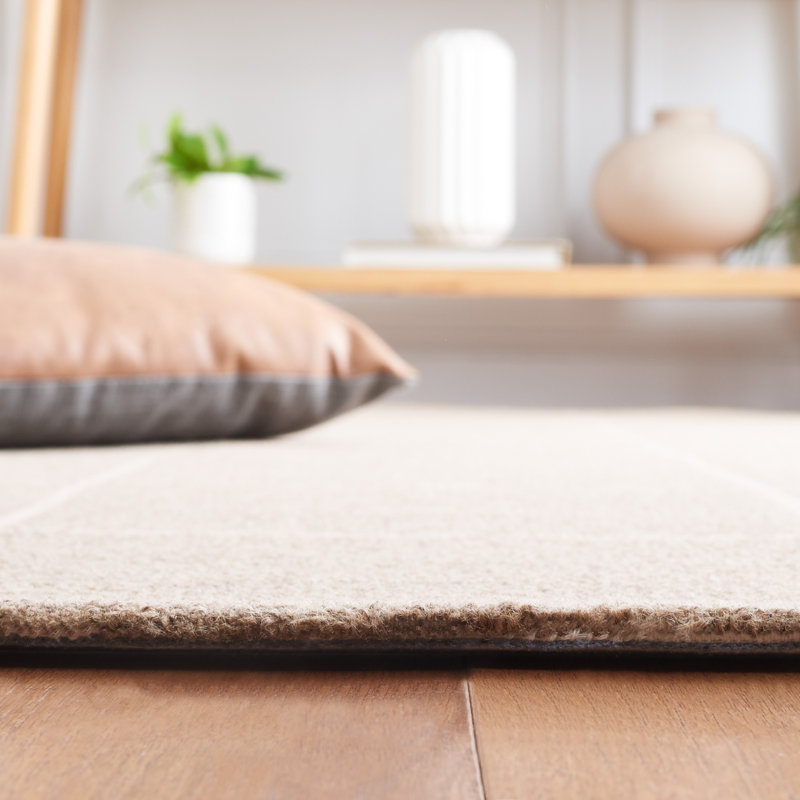 Martha Stewart 300 Hand Tufted Wool/Cotton with Latex Geometric Rug in Beige, Rectangle 5' x 8'