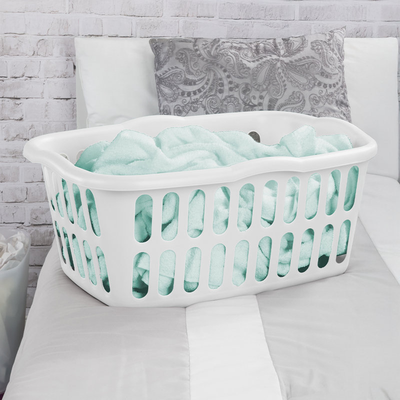 Sterilite 1.5 Bushel Rectangular Plastic Laundry Basket Bins, White, 12 Pack
