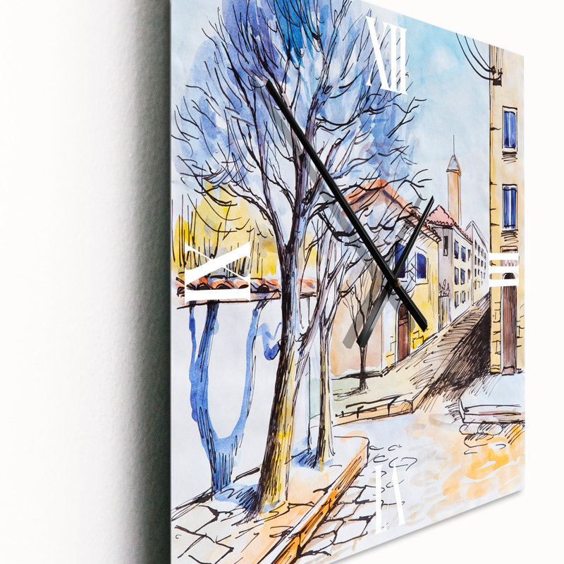 Maison blanche en été - Horloge murale traditionnelle, Moyen