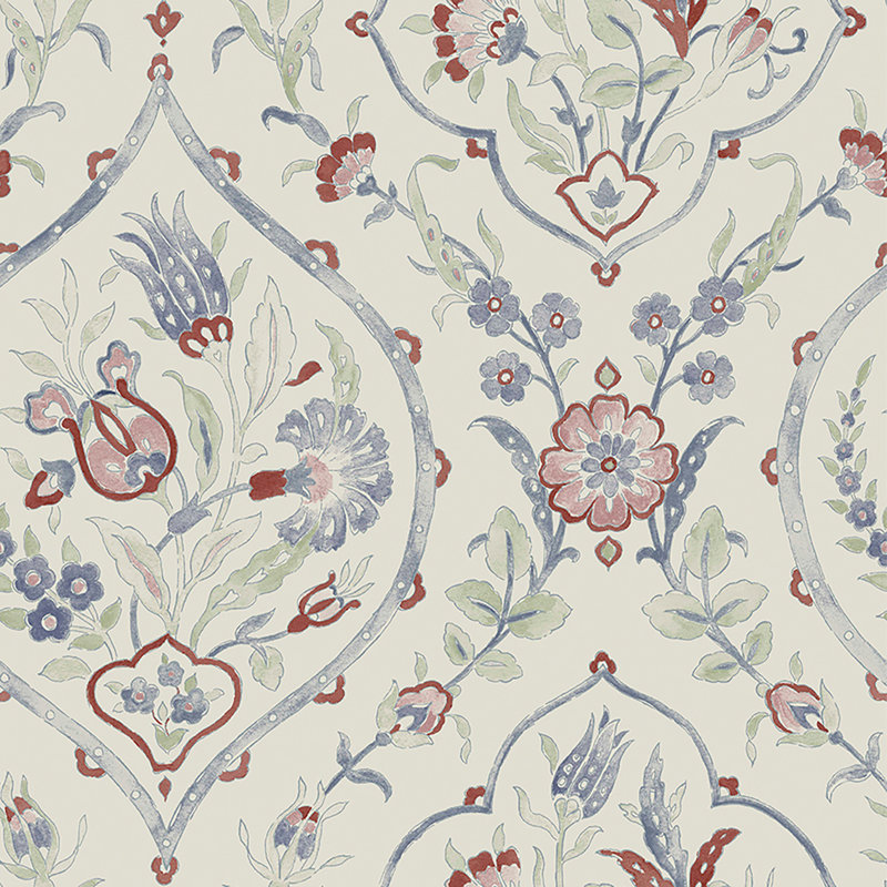 Papier peint floral Muriam, Rouge pourpre
