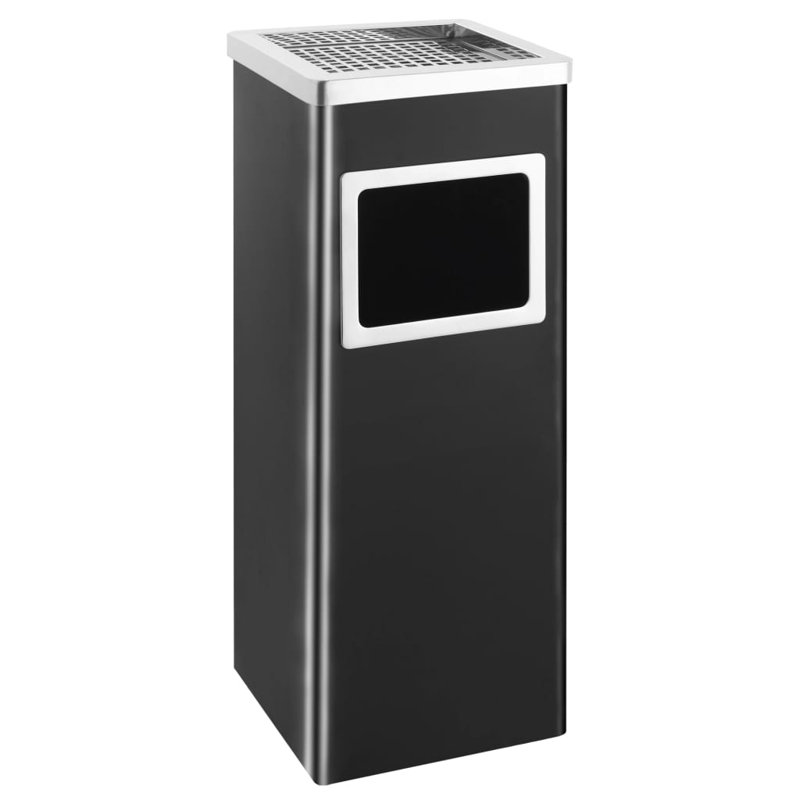 Cendrier poubelle vidaXL en acier inoxydable pour hôtel, Noir, 9,5 gal
