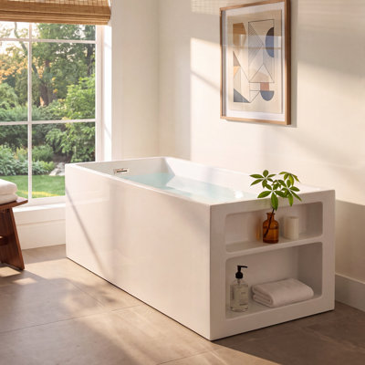Solace 59" Soaking Bathtub with Storage