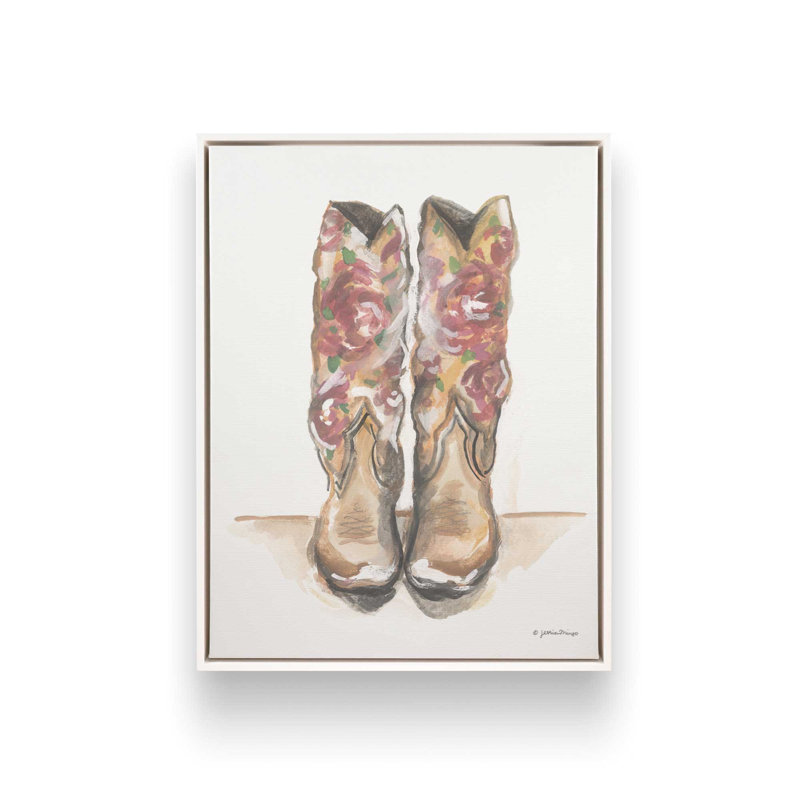 "Floral Bottes" par Jessica Mingo, reproduction d'art, L 30 x H 40, Blanc, Toile avec cadre