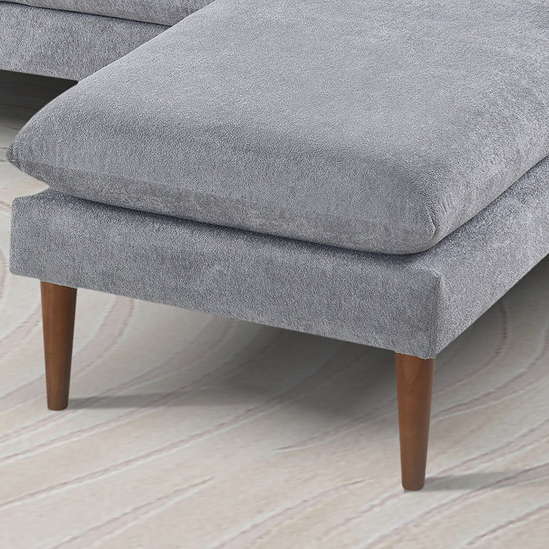 Canapé modulaire large rembourré, Velours gris