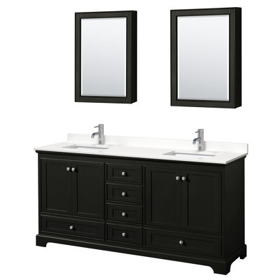 Meuble-lavabo double autoportant Deborah avec plateau en quartz