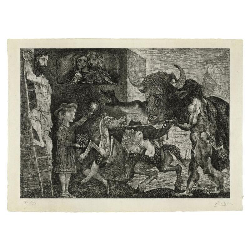 Minotauresthy par Pablo Picasso - Estampe numérique, H 32 po x l 40 po