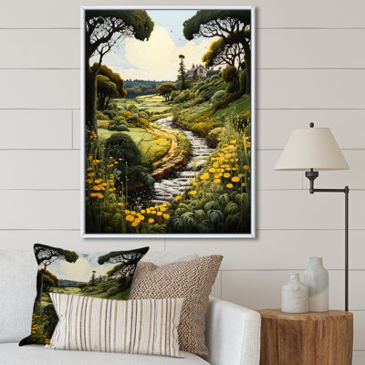 «Ballosh Countryside Green and Yellow Reverie Landscape IV», reproduction sur toile