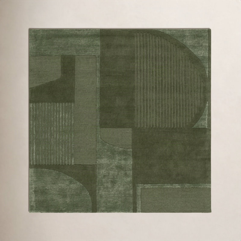 Tapis Â« Mesmer Â» tuftÃ© Ã  la main, en laine, viscose et coton, aux motifs gÃ©omÃ©triques, Carré 6 pi