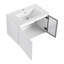 Meuble-lavabo mural 30 po avec lavabo en céramique, 2 portes à fermeture en douceur, meuble-lavabo blanc brillant et 1/2 porte en verre gris, contreplaqué-129864871