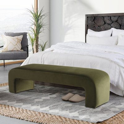 Floranda 60" Fully Velvet Upholstered Waterfall Entryway Bedroom Bench