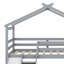 Lit mezzanine bas avec glissade, échelle, barrières de sécurité, cadre de toit de maison-1013101636