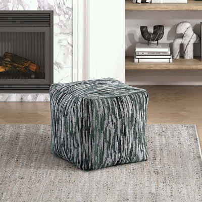 Square Jacquard Pouf with Non-Slip Bottom