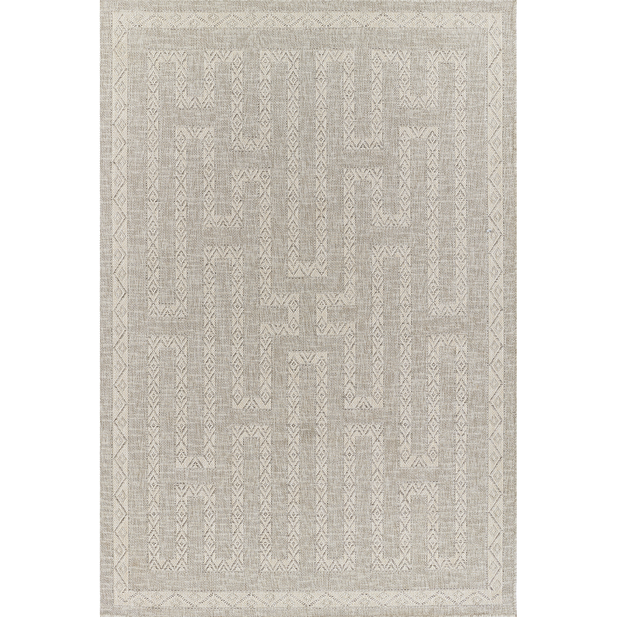 Pavia Gray/Beige Indoor/Outdoor Rug, Rectangle 5'3" x 7'