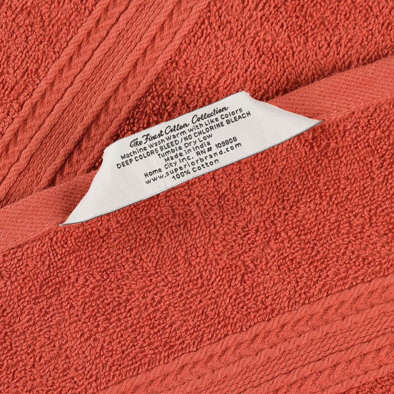 Hannu 450 GSM Eco-Friendly 100% Ringspun Sustainable Cotton Solid Hand Towel Set, Coral