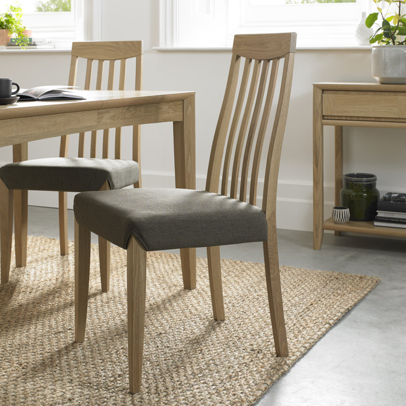 Izzie Upholstered Slat Back Side Chair, Green, Oak