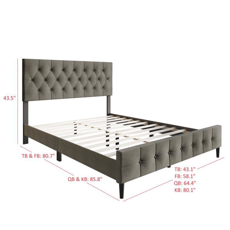 Medardus Upholstered Platform Bed, Twin, Gray