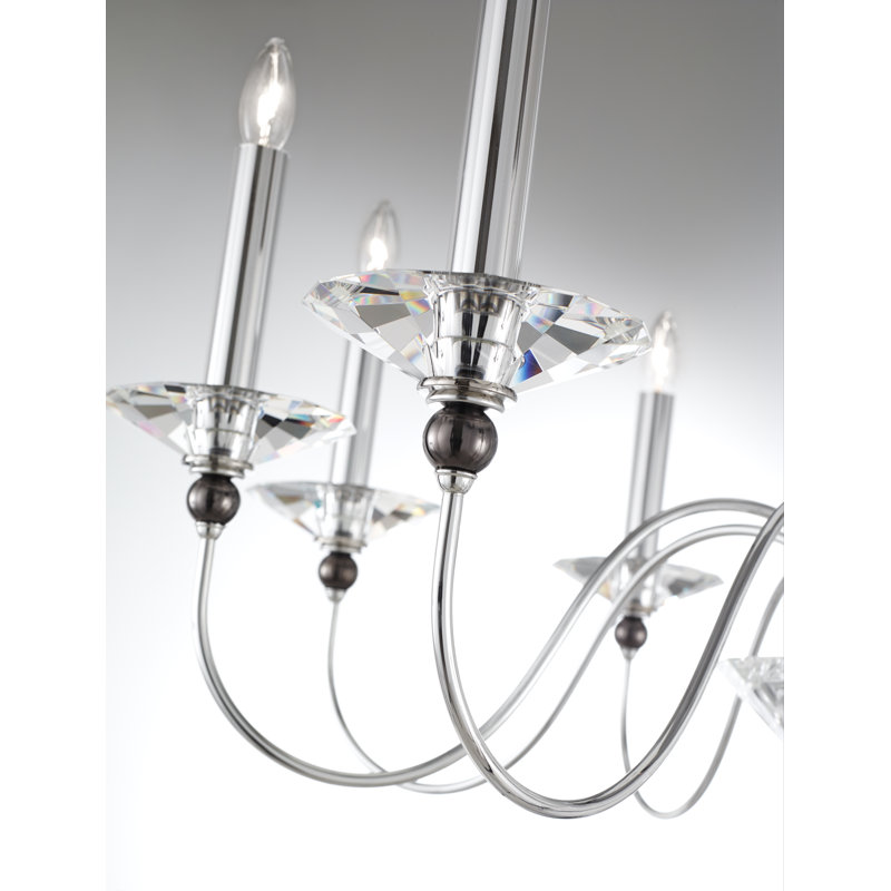Jasmine 9 - Light Glass Chandelier, Silver, Optic Clear